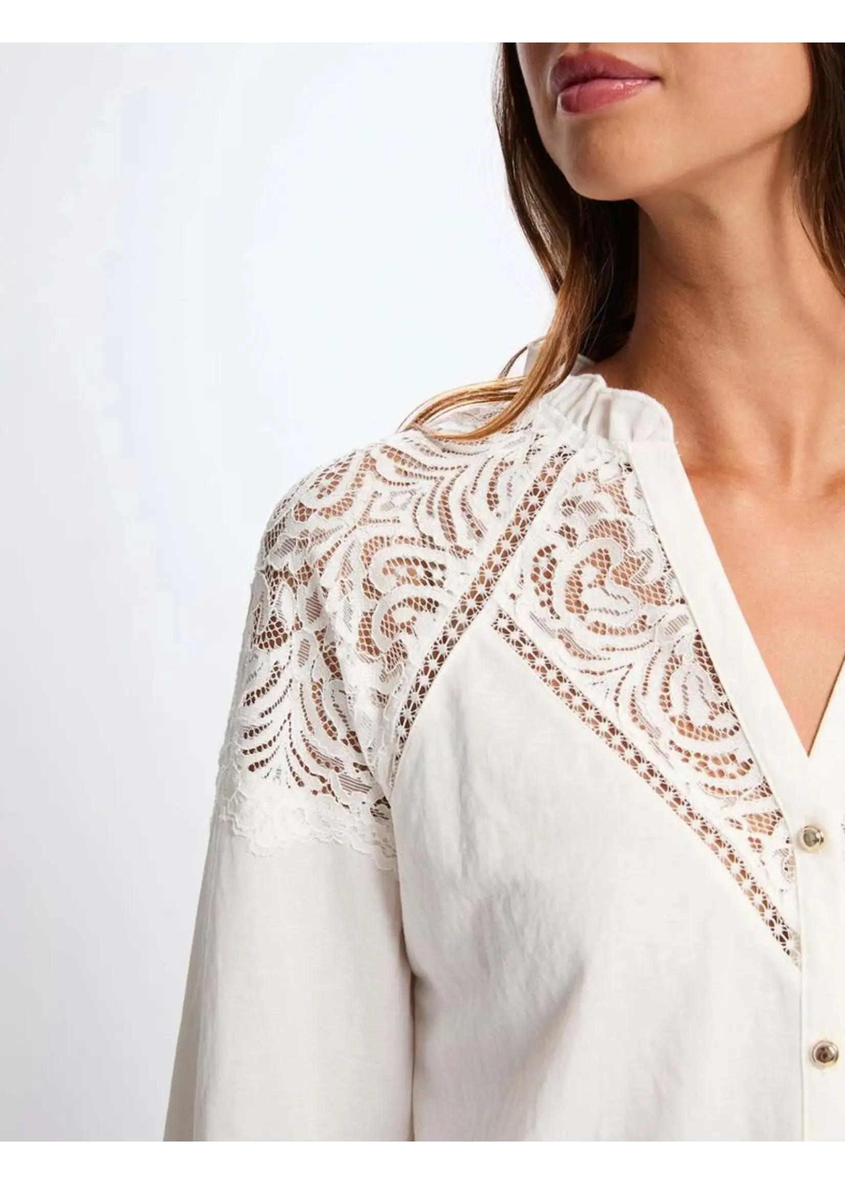 MORGAN BLOUSE WITH LACE OFF WHITE 261-TNICOLE