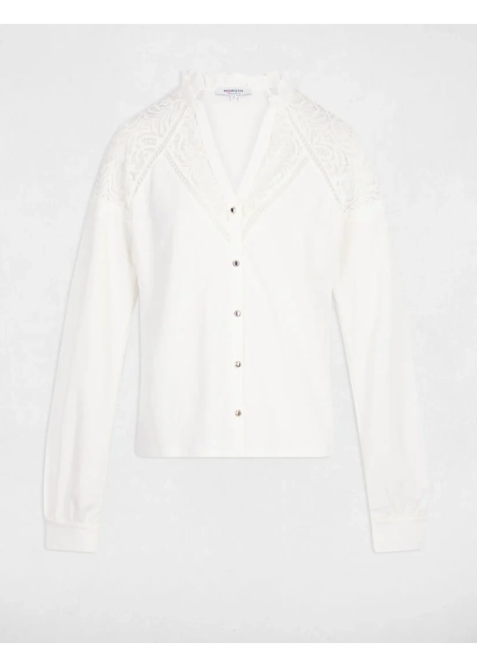 MORGAN BLOUSE WITH LACE OFF WHITE 261-TNICOLE