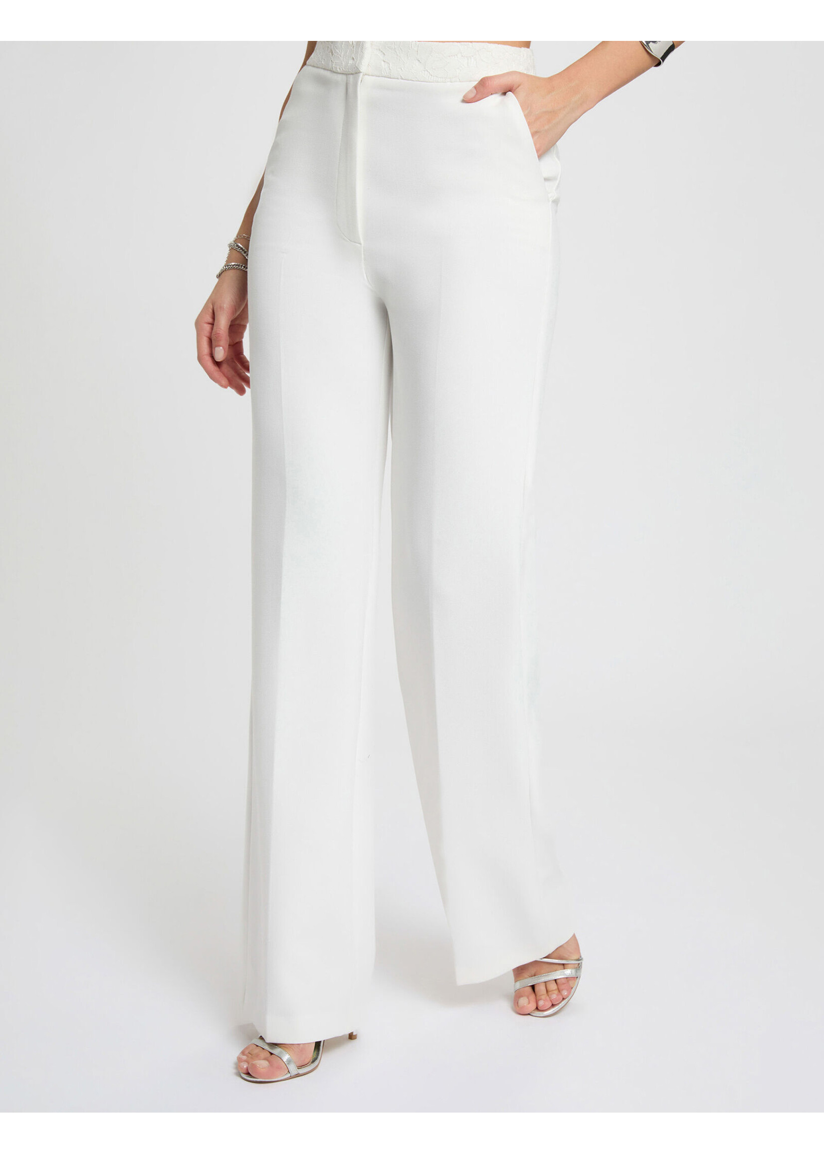 MORGAN PANTS FINISHED WITH LACE OFF WHITE 261-PANA