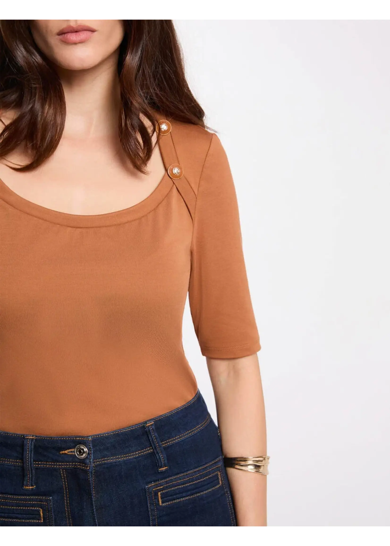 MORGAN TSHIRT BROWN BUTTON 261-THELMA