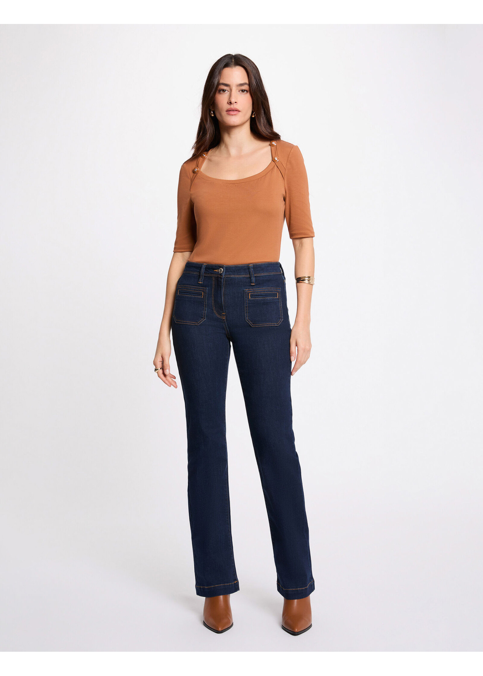 MORGAN TSHIRT BROWN BUTTON 261-THELMA