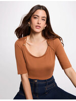 MORGAN TSHIRT BROWN BUTTON