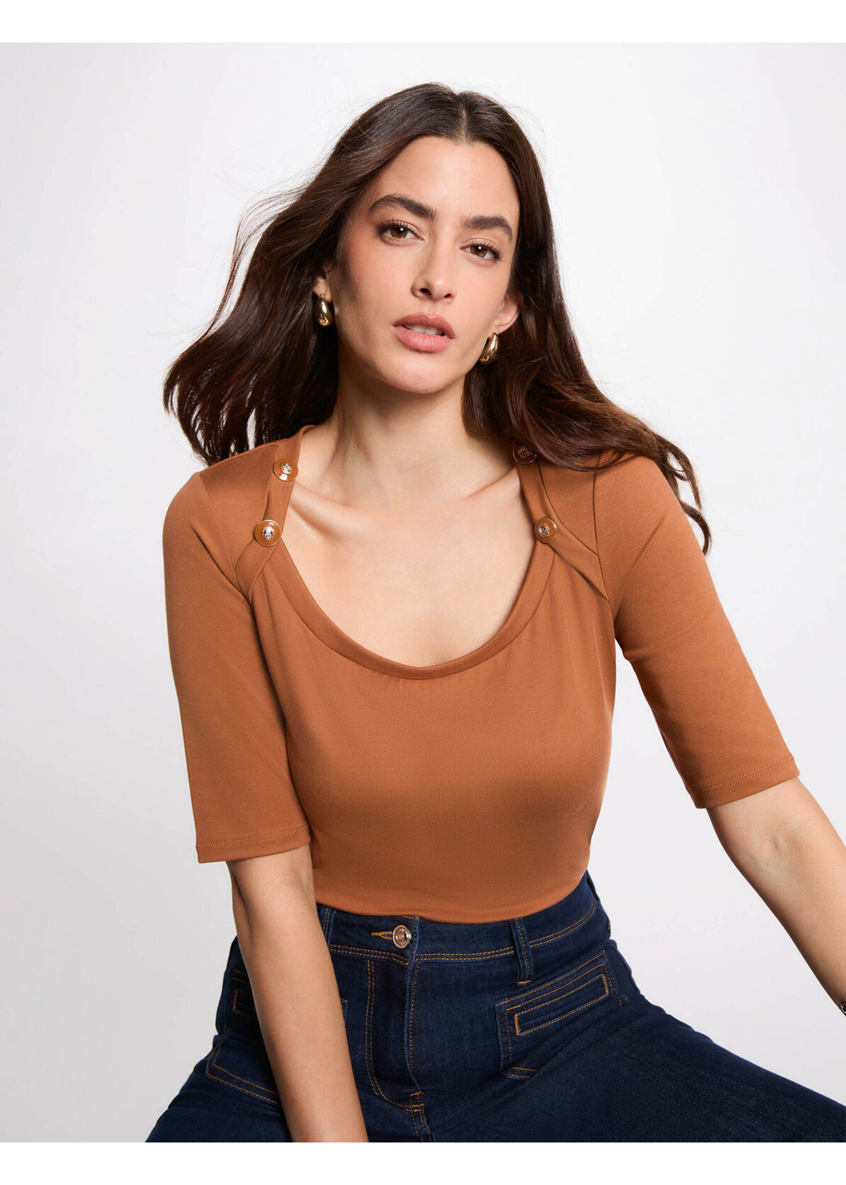 MORGAN TSHIRT BROWN BUTTON 261-THELMA