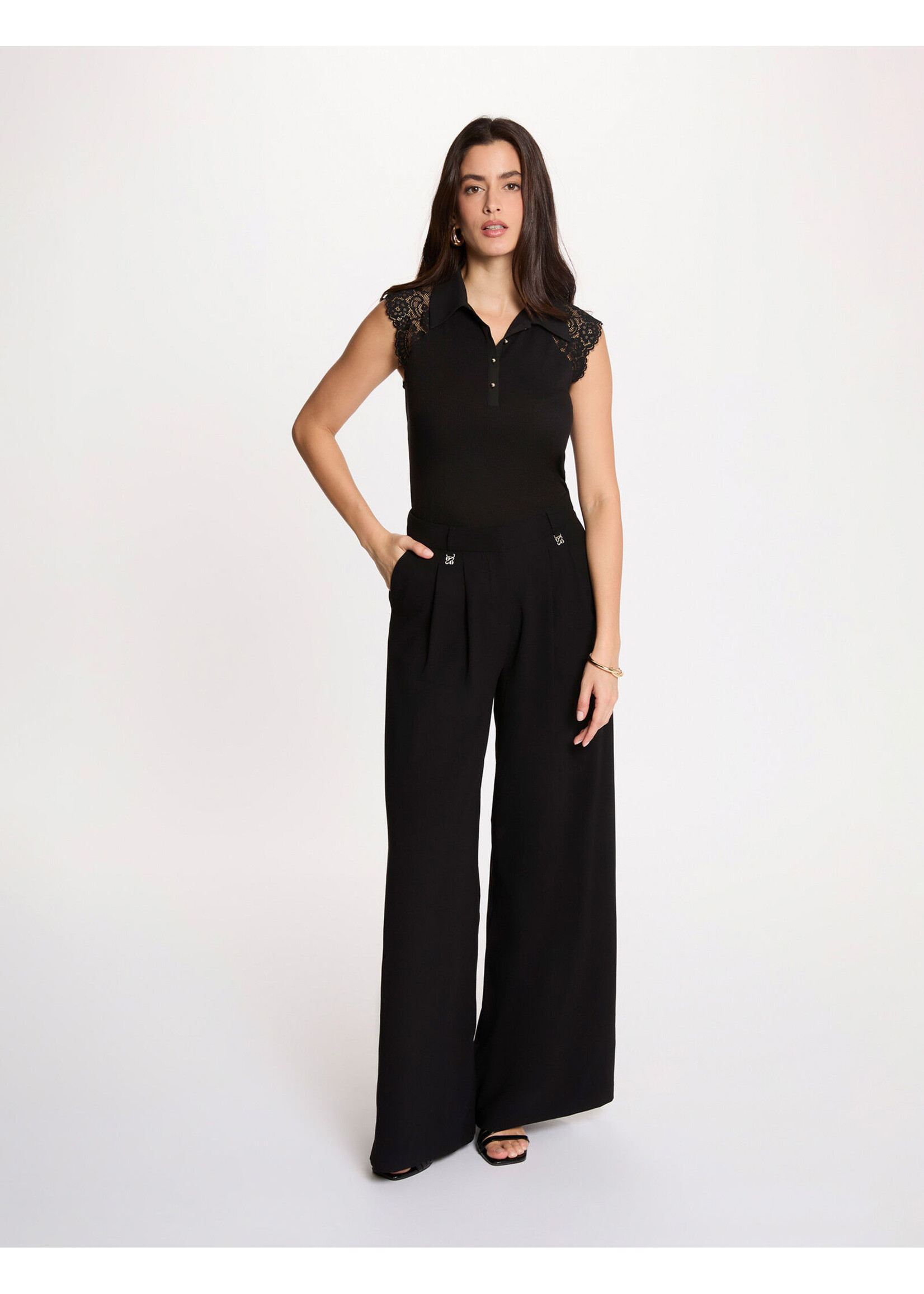 MORGAN TSHIRT WITH LACE BLACK 262-DPAUL