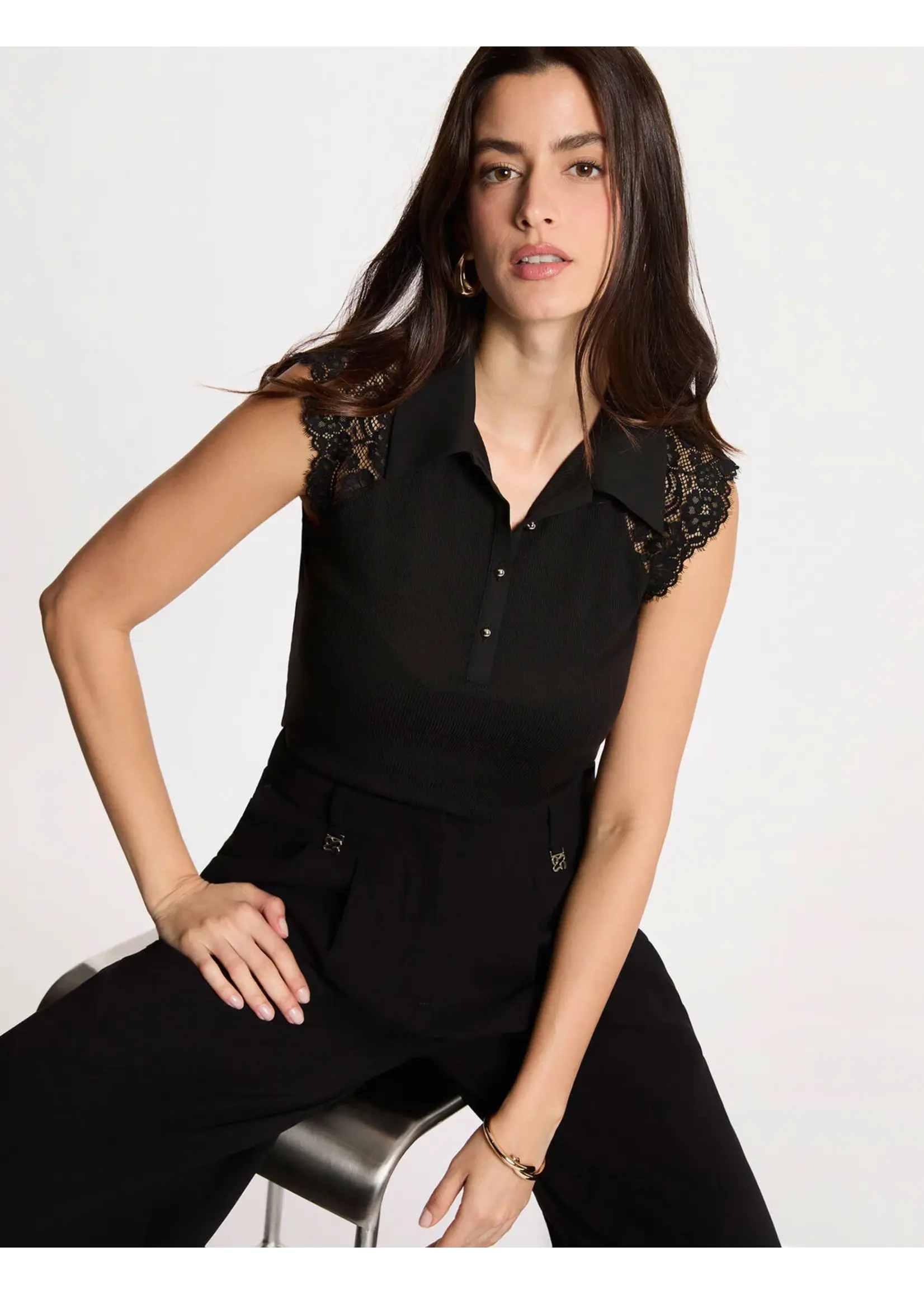 MORGAN TSHIRT WITH LACE BLACK 262-DPAUL