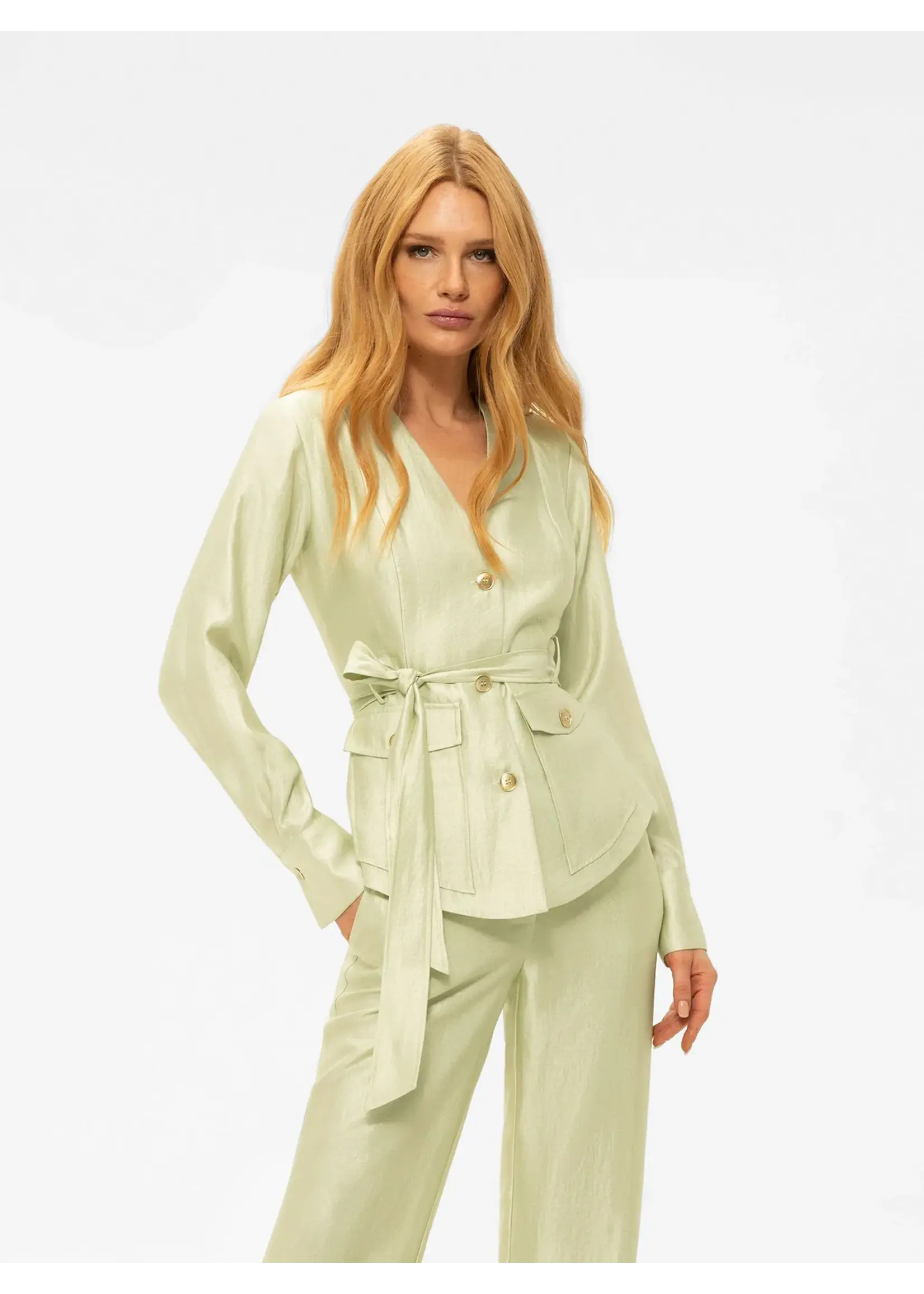 NIKKIE WRAP BLOUSE PORLAMAR ALOE VERA N6-236 2602