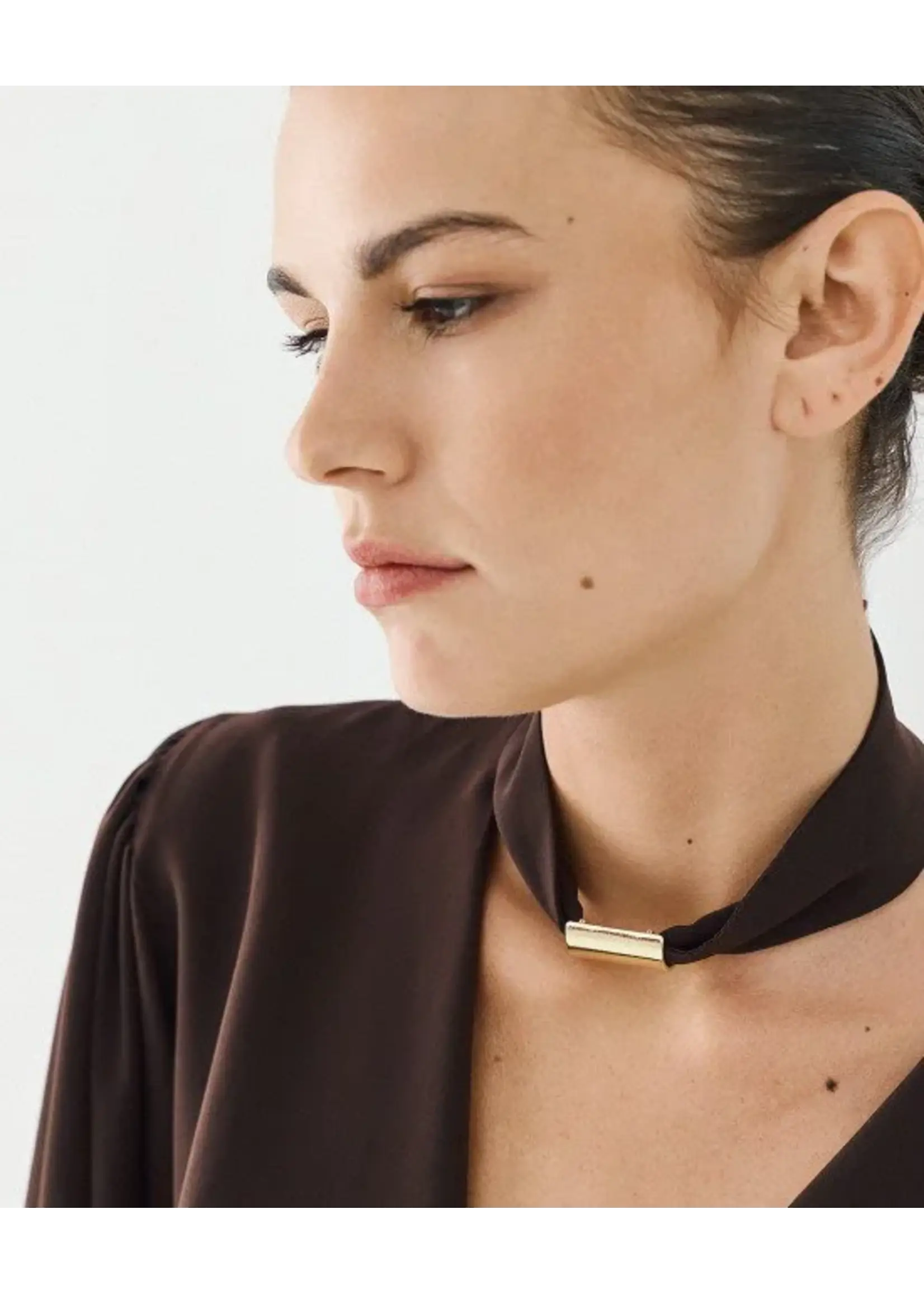 ACCESS ABEE WRAP BLOUSE WITH PUFF SLEEVE COFFEE 64-2019-125