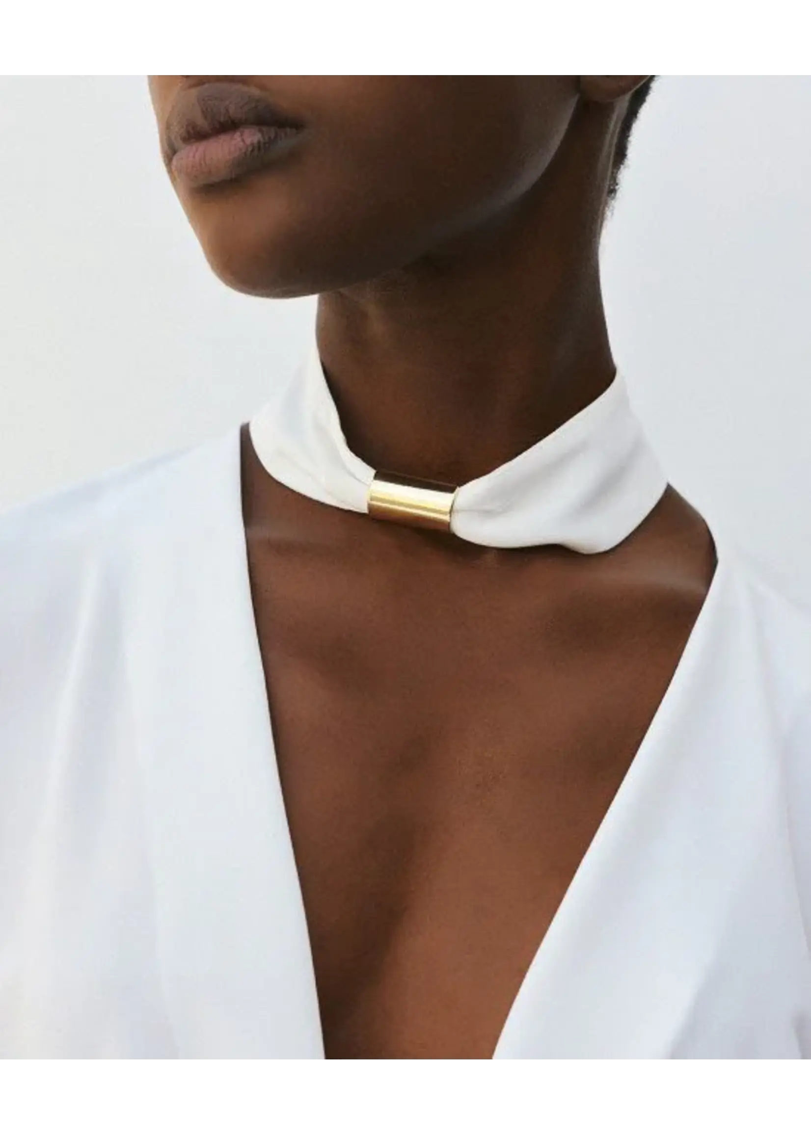 ACCESS ABEE WRAP BLOUSE WITH PUFF SLEEVE WHITE 64-2019-125