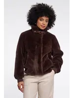 RINO & PELLE SHORT FAUX FUR JACKET COFFEE ROAST AMBRA