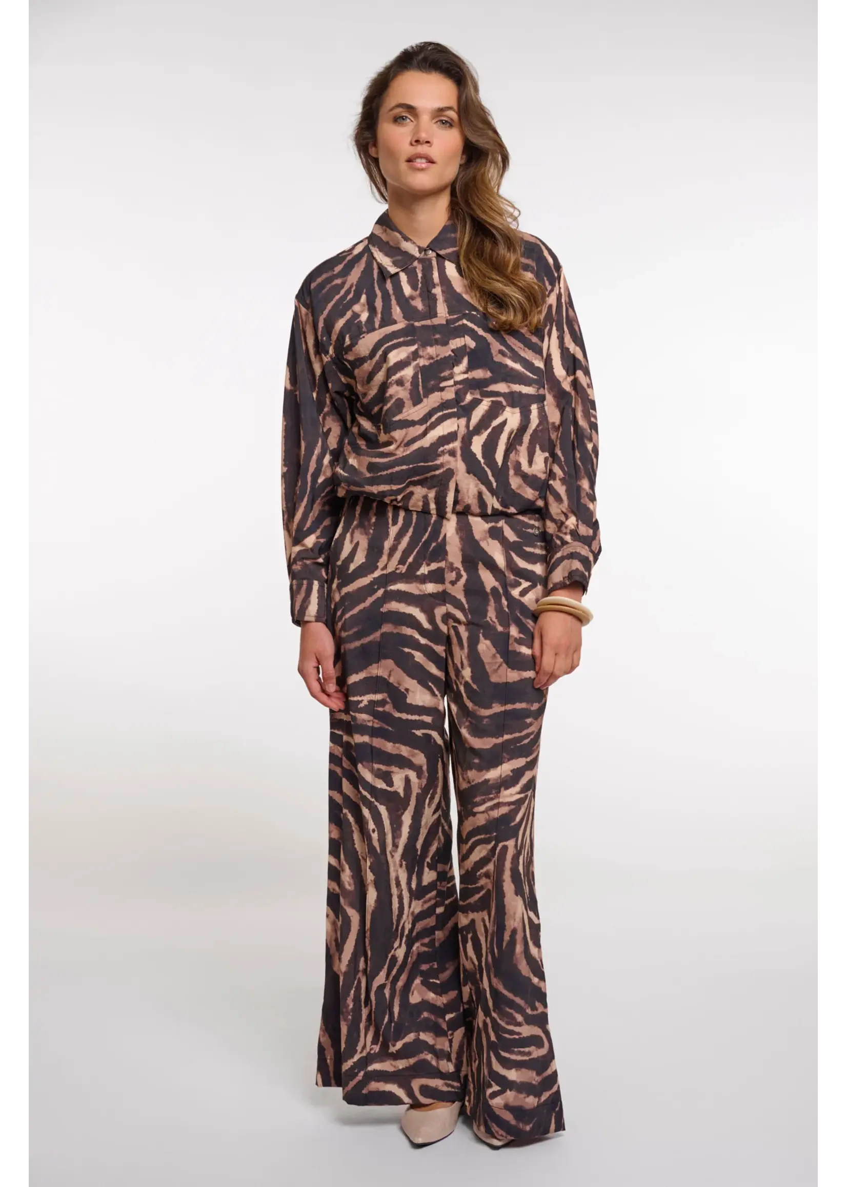 RINO & PELLE PANTS WIDE LEG DARJAREGULAR BROWN ZEBRA 7002621