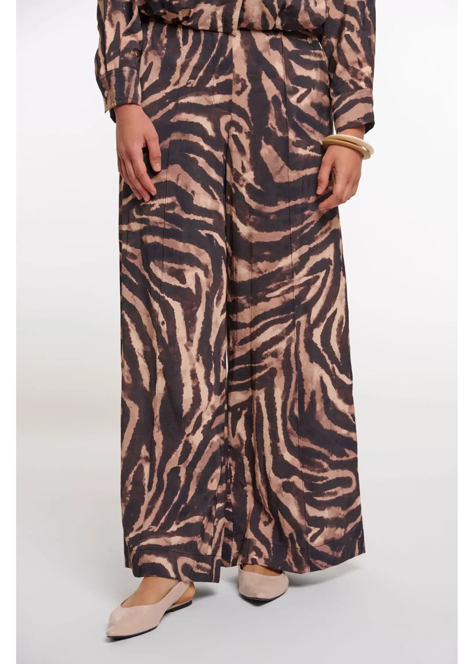 RINO & PELLE PANTS WIDE LEG DARJAREGULAR BROWN ZEBRA 7002621