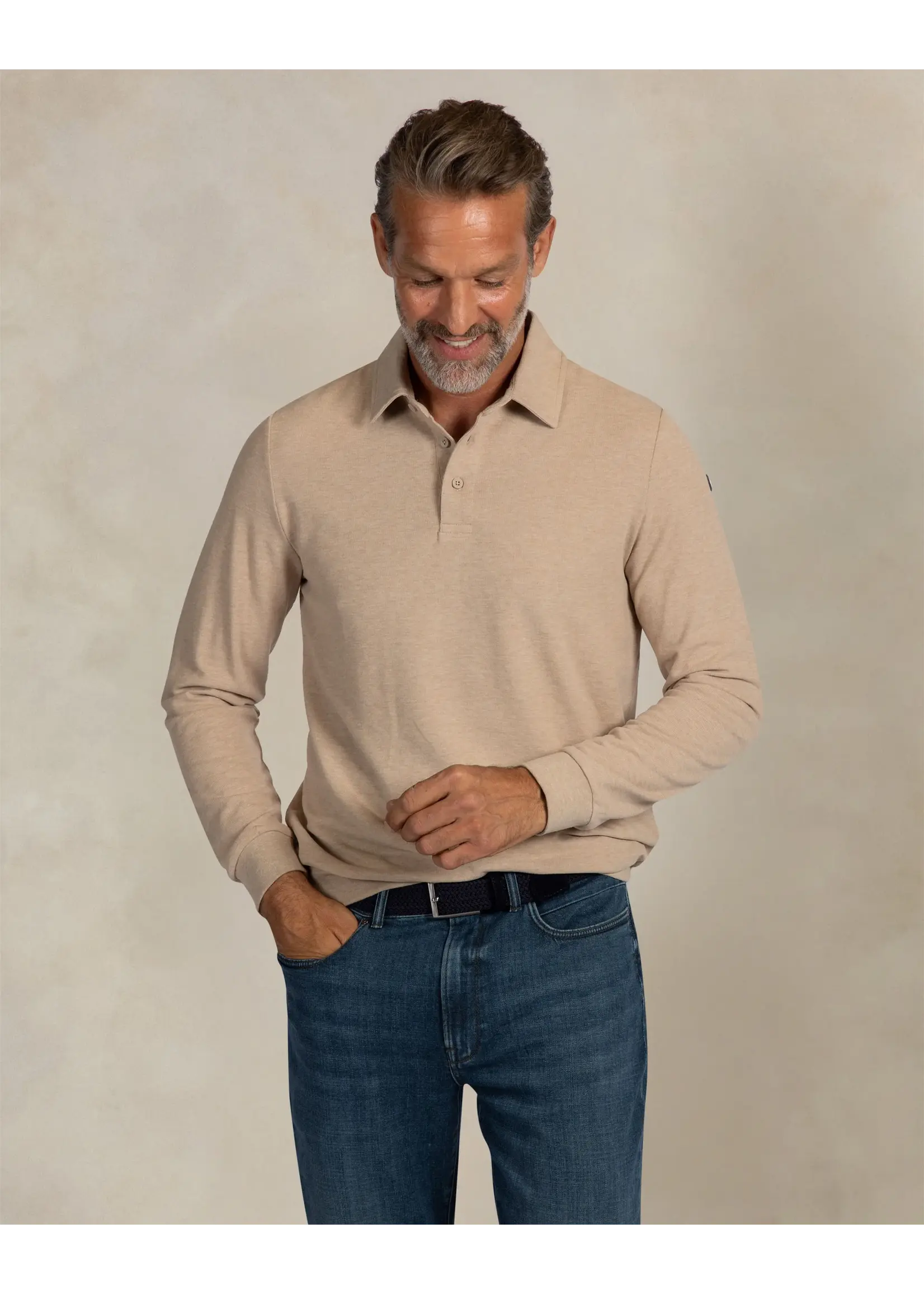NEW ZEALAND AUCKLAND POLO LONG SLEEVE TAN SAND MELANGE 26GN202/1158