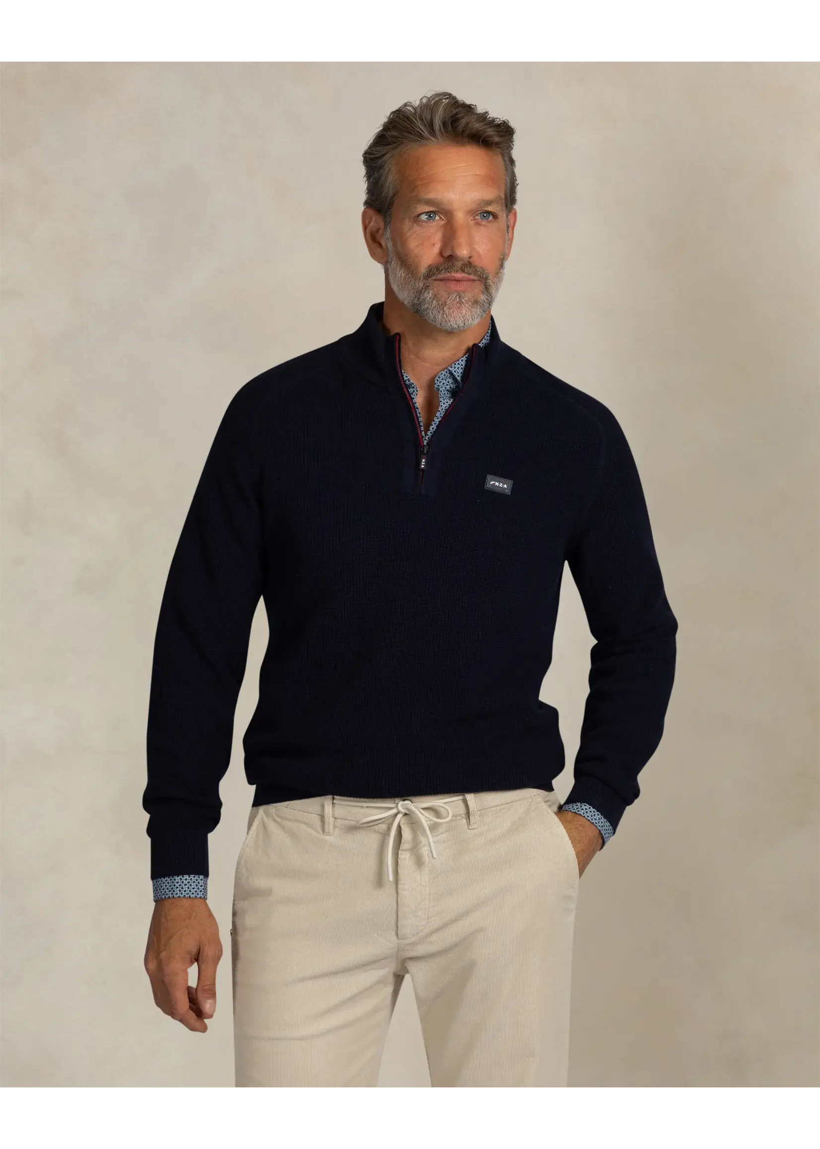 NEW ZEALAND AUCKLAND PULLOVER HALF ZIP OXFORD NAVY MELANGE 26GN491/2668