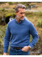 NEW ZEALAND AUCKLAND PULLOVER BUTON COLLAR BLUE MELANGE