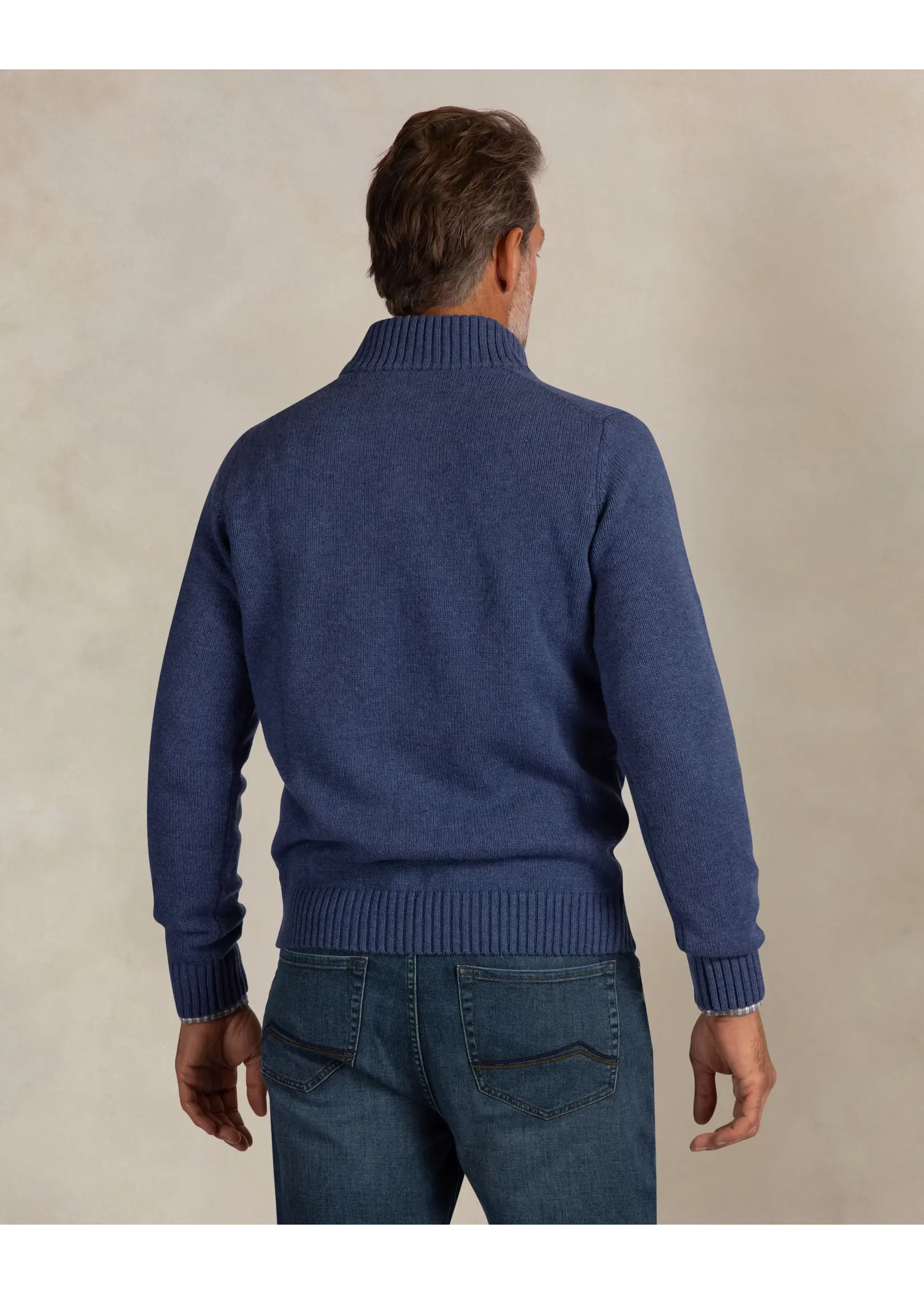 NEW ZEALAND AUCKLAND PULLOVER BUTON COLLAR BLUE MELANGE 26HN419/2674