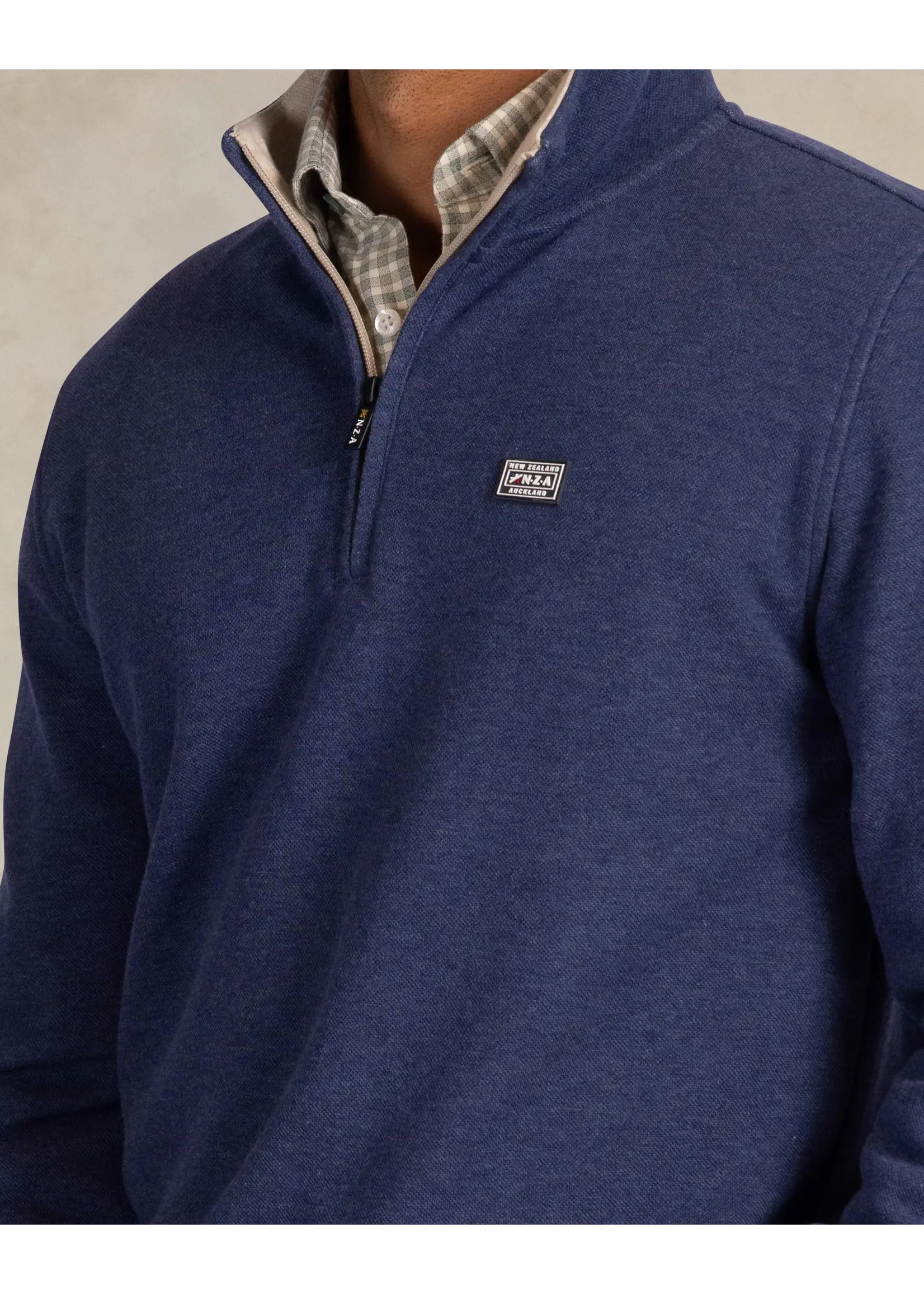 NEW ZEALAND AUCKLAND PULLOVER HALF ZIP BLUE MELANGE 26HN301/2674