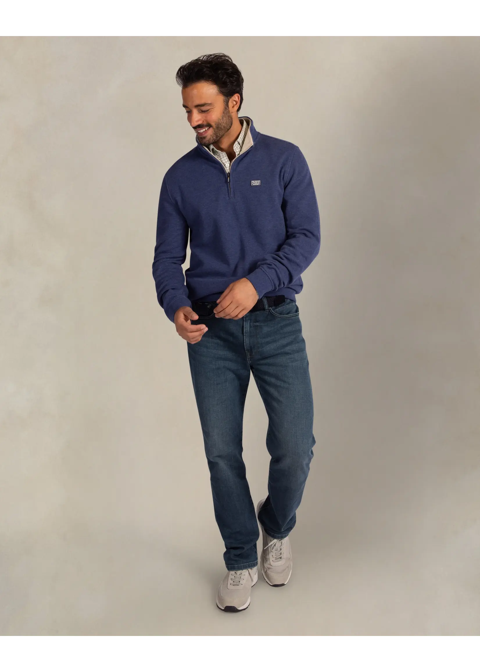NEW ZEALAND AUCKLAND PULLOVER HALF ZIP BLUE MELANGE 26HN301/2674
