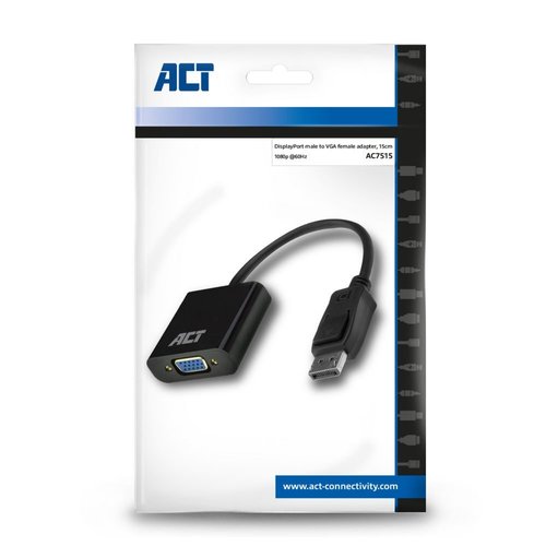 ACT DisplayPort naar VGA female adapter, Zip Bag