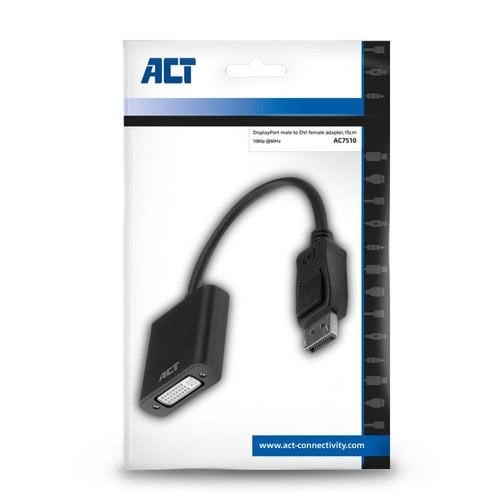 Eminent ACT AC7510 video kabel adapter 0,15 m DisplayPort DVI-D Zwart