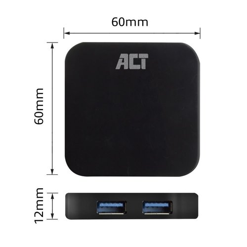 ACT AC6410 interface hub USB 3.2 Gen 2 (3.1 Gen 2) Type-C 5000 Mbit/s Zwart