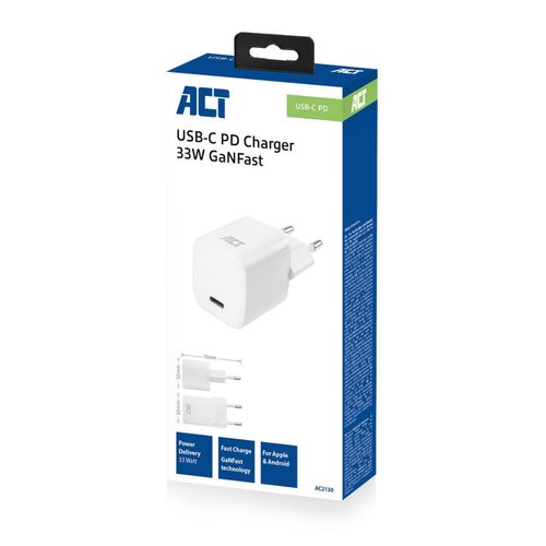 ACT AC2130 oplader voor mobiele apparatuur Wit Binnen