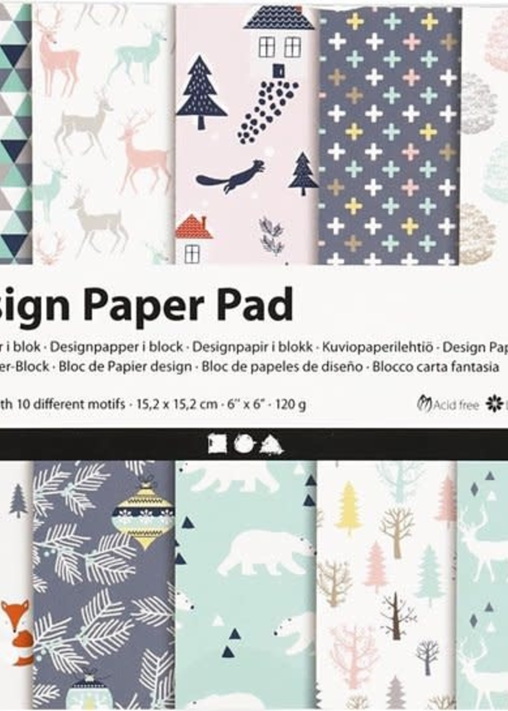 Creotime Design Paper Pad - Licht Green/ White Rose