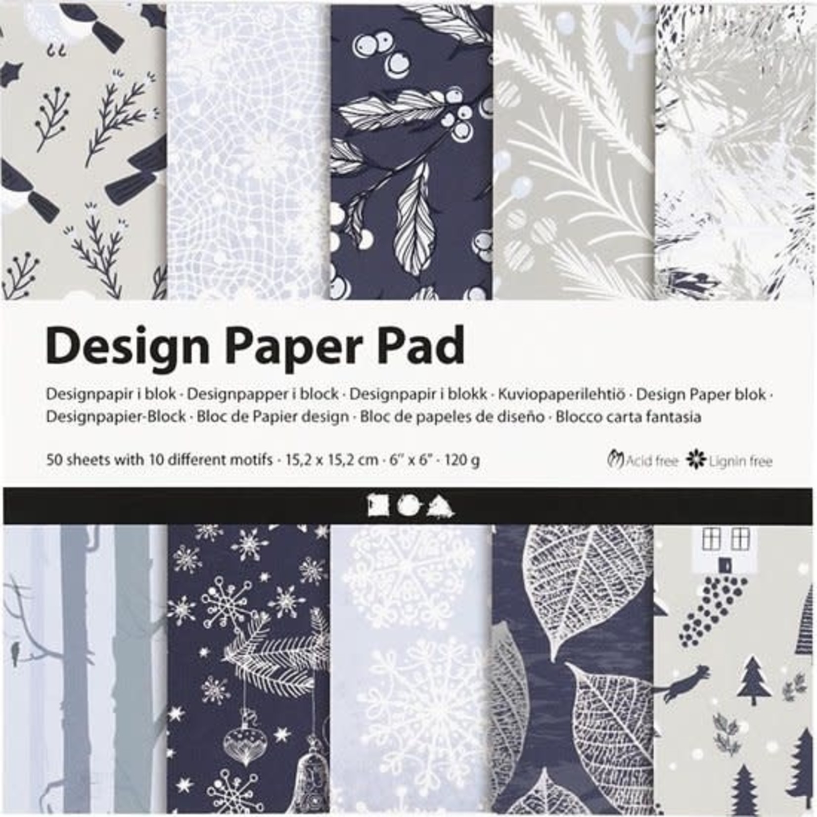 Creotime Design Paper Pad - Bleu/Grey