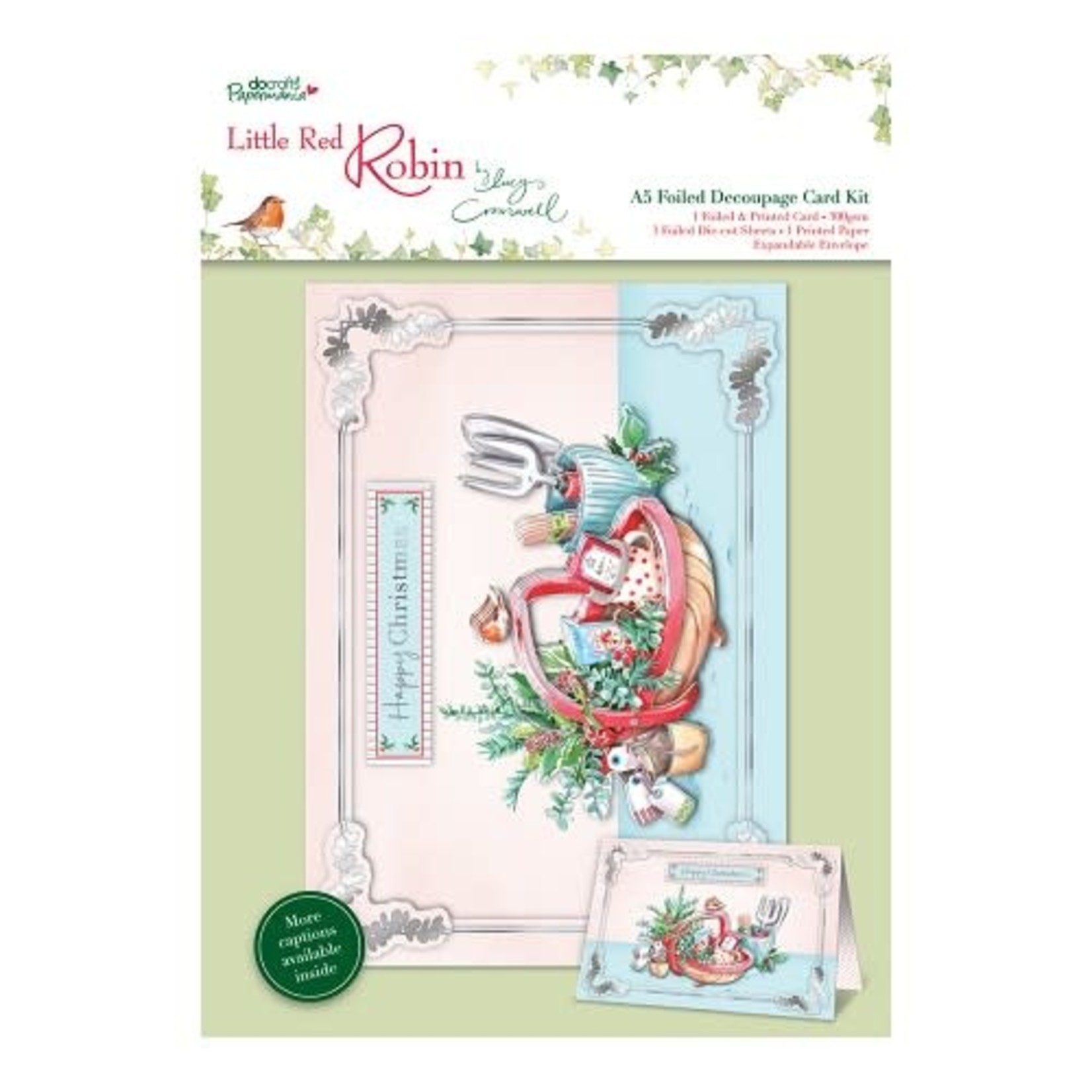 Docrafts A5 Foiled Decoupage Card Kit - Little Red Robin