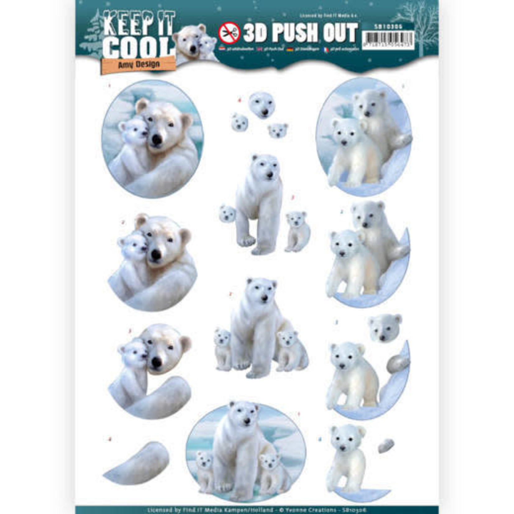 Find It Media 3D Pushout - Amy Design - Keep it Cool - Cool Polar Bears