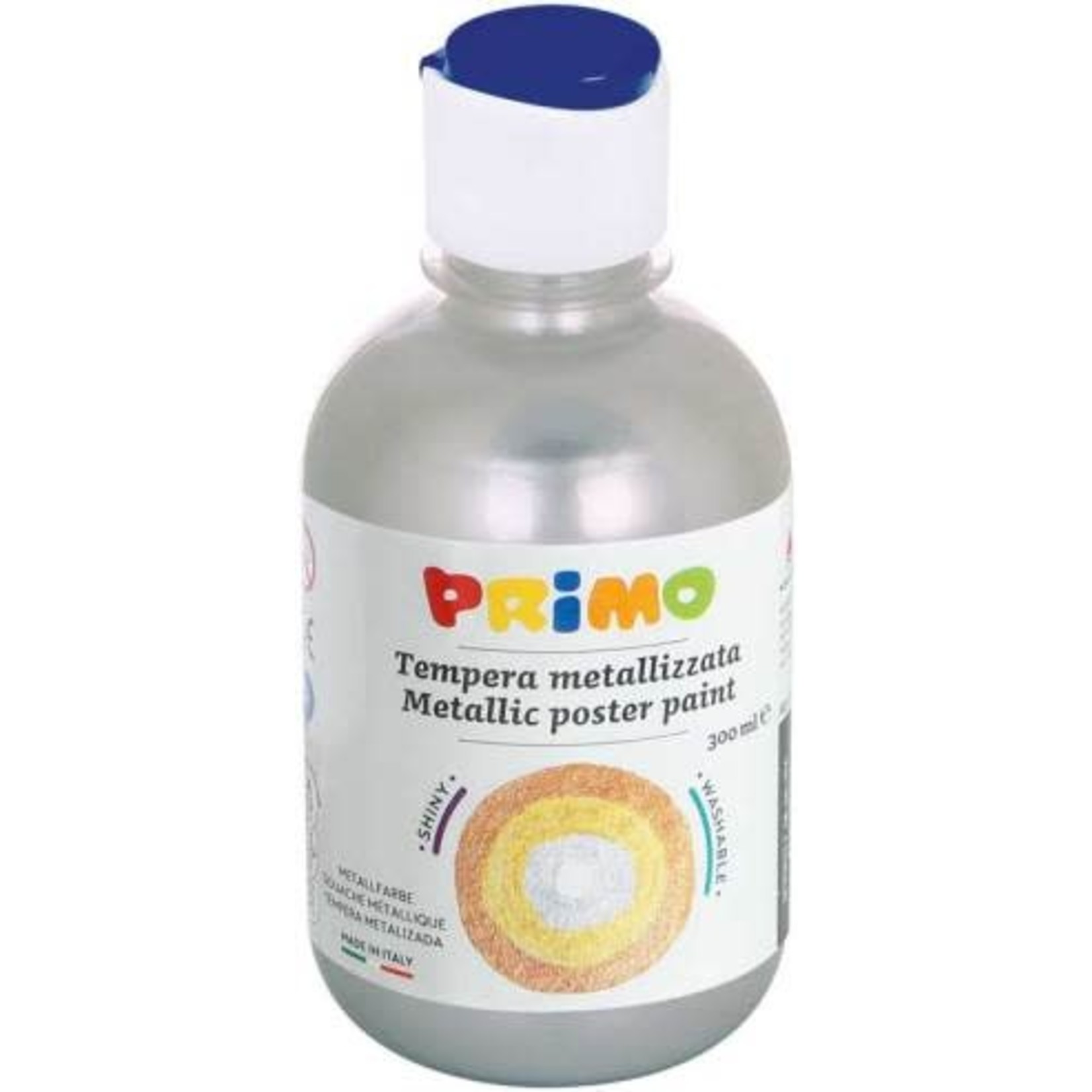 Primo Plakkaatverf "Tempera Metallic" fles van 300ml, ready-mix - Zilver n° 910