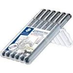 Staedtler Fineliner "Pigment Liner" 0.05/0.1/0.2/0.3/0.5/0.8mm, box met 4+2 gratis - Zwart