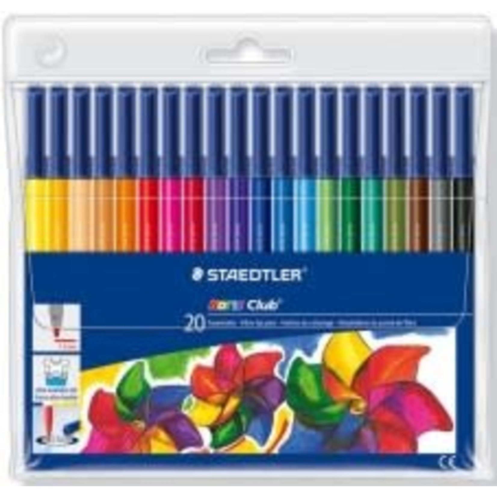 Staedtler Viltstift "Noris Club" niet-indrukbare punt 1.0mm, 20 stuks in plastic etui