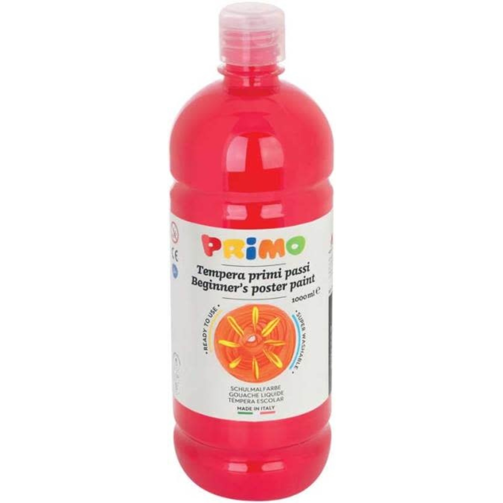 Primo Plakkaatverf "Tempera" fles van 1000ml, ready-mix - Vermiljoen (n° 300)