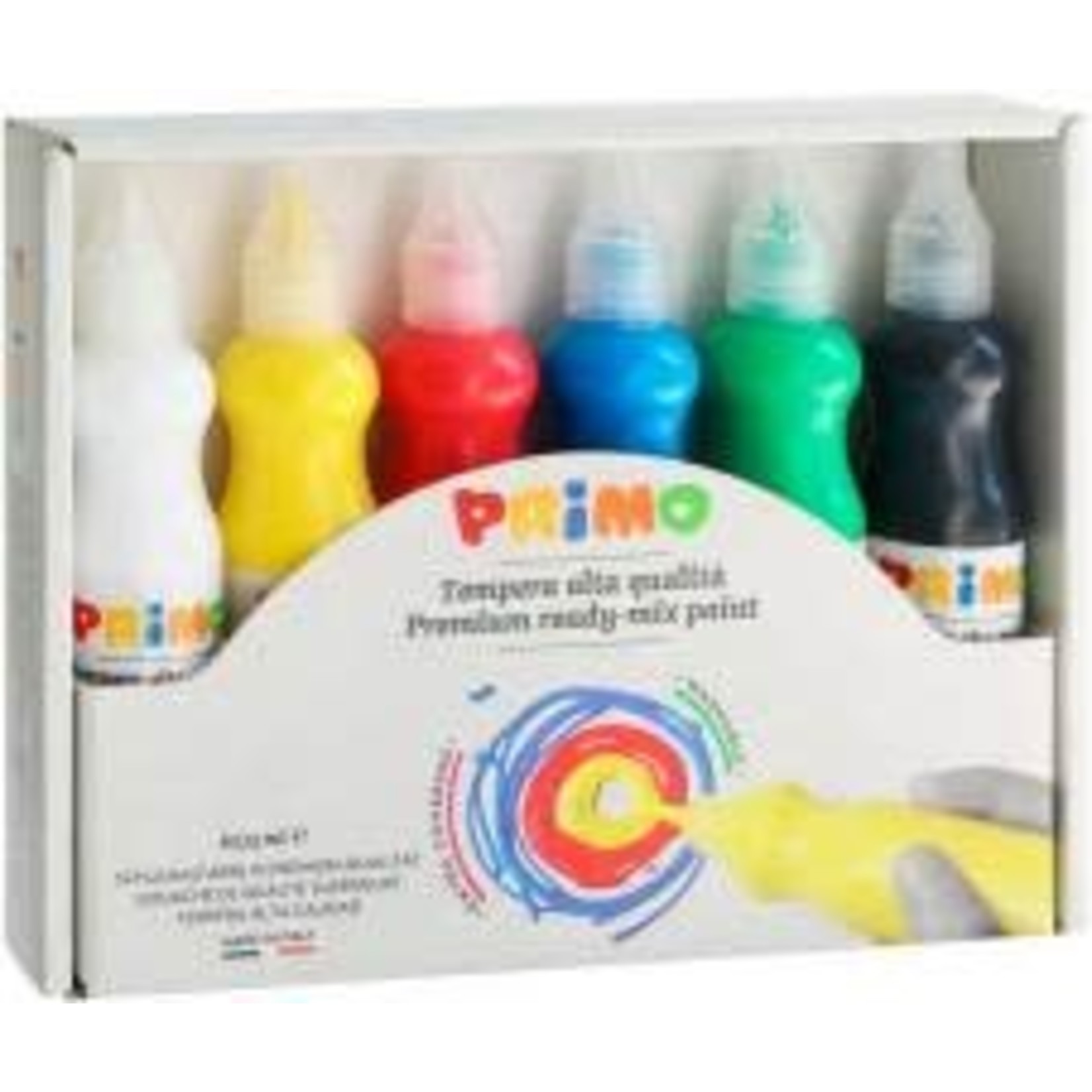 Primo Plakkaatverf "Tempera" set van 6x 75ml, ready-mix - Assortie