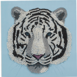 Craft Buddy Crystal Card kit - witte tijger kop 18x18cm