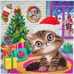 Craft Buddy Crystal Card Kit ® Cozy Kitty - 18×18 cm