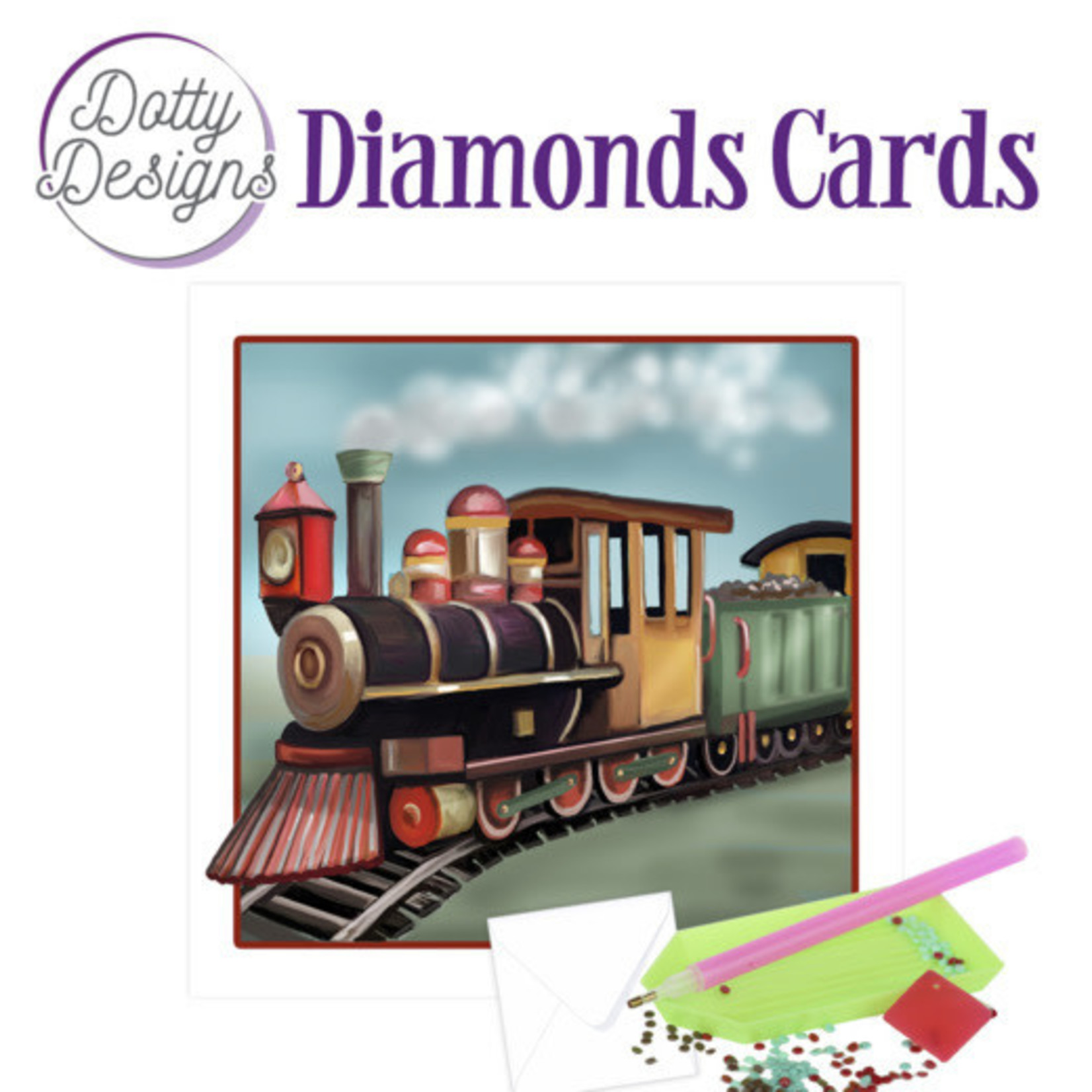 Find It Media Dotty Designs Diamond Cards - Vintage Locomotive