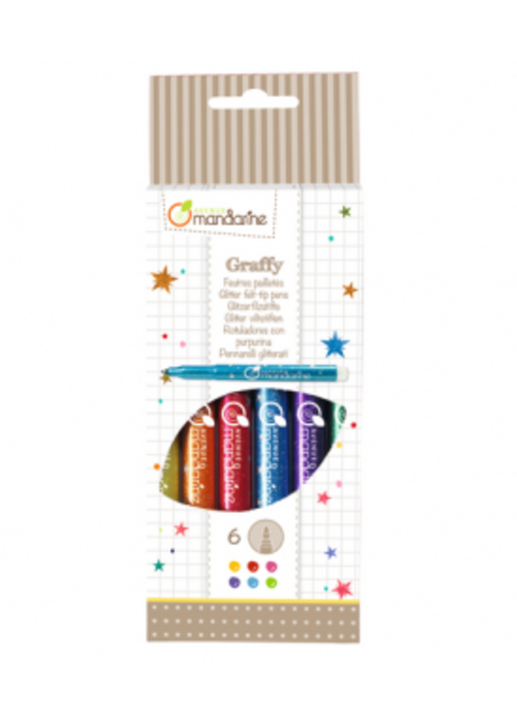 Graffy - 6 Glitter viltstiften