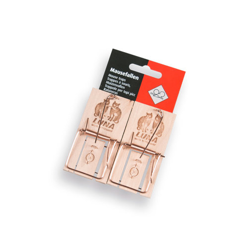 Muizenval Hout LUNA, 2 stuks op blisterkaart Muizenval Hout LUNA, 2 stuks op blisterkaart