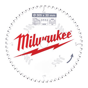 Milwaukee Cirkelzaagblad hout 305 x 30 x 3,0 ATB 60T -5°