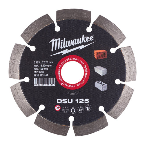 Milwaukee Diamantslijpschijf beton/baksteen sleuvenfrees DSU 125 mm Milwaukee Diamantslijpschijf beton/baksteen sleuvenfrees DSU 125 mm