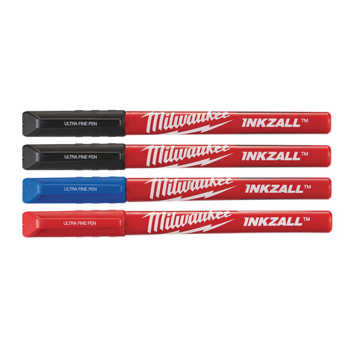 Milwaukee INKZALL Fine Tip Colour Pens - 4pc