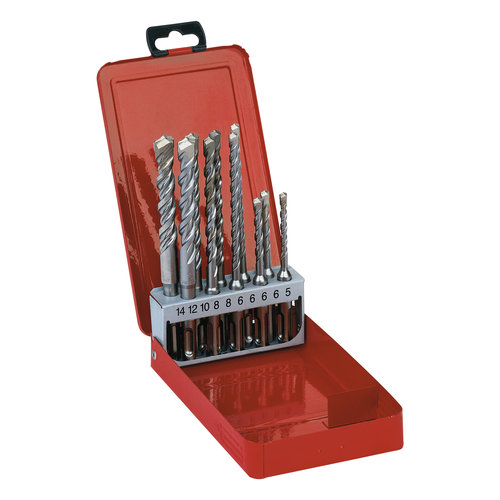 Milwaukee SDS-PLUS borenset M/2 type 5 (10-delig) in metalen cassette Milwaukee SDS-PLUS borenset M/2 type 5 (10-delig) in metalen cassette