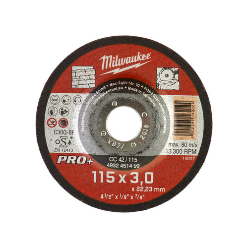 Milwaukee Doorslijpschijf voor steen CC42 115 x 3 mm PRO+ (te bestellen per 50) Milwaukee Doorslijpschijf voor steen CC42 115 x 3 mm PRO+ (te bestellen per 50)