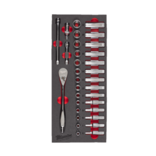 Milwaukee Foam Inlay doppenset 3/8'' Metrisch (32-delig)