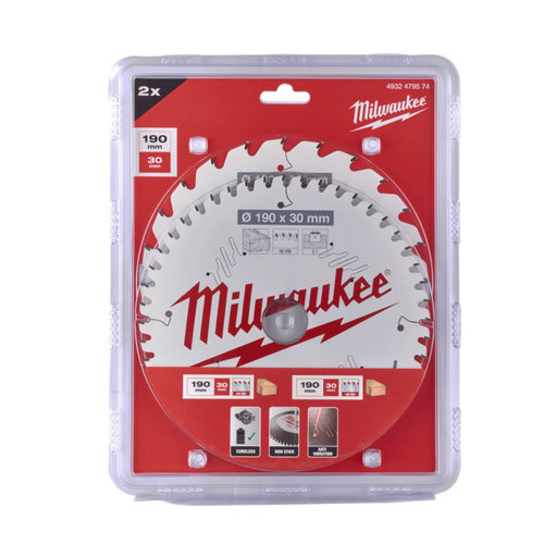 Milwaukee Cirkelzaagblad hout Twin Pack 190 x 30 mm 4932471300, 4932471380 (2-delig)