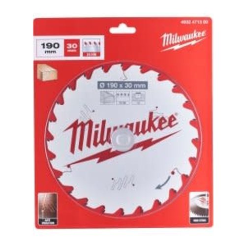 Milwaukee Cirkelzaagblad hout 190 x 30 x 1,6 Thin Kerf ATB 24T +15°