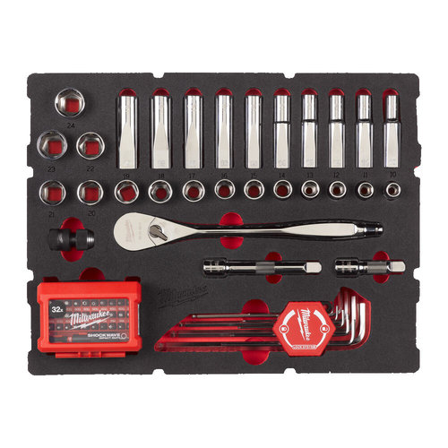 1/2" Ratel, Dop en Inbussleutel Set PACKOUT Foam Inlay 65-delig 1/2" Ratel, Dop en Inbussleutel Set PACKOUT Foam Inlay 65-delig