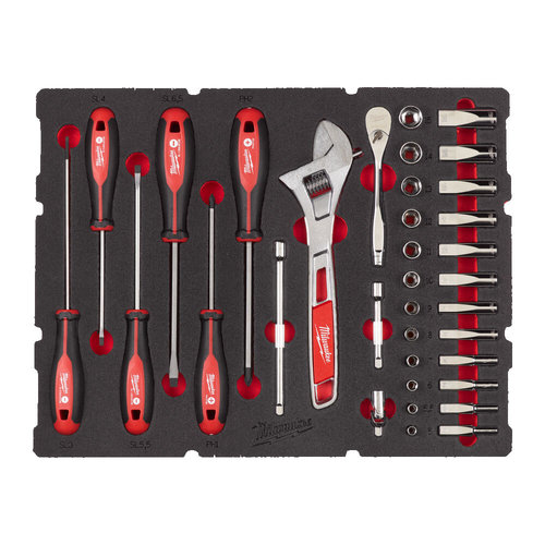 1/4" Ratel, Dop, Schroevendraaier en Moersleutel Set PACKOUT Foam Inlay 35-delig 1/4" Ratel, Dop, Schroevendraaier en Moersleutel Set PACKOUT Foam Inlay 35-delig