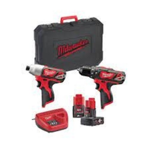 Milwaukee M12 BPP2B-421C M12  powerpack (M12 BPD, M12 BID , 1 x 2,0 & 1x 4,0 Ah accu, lader, transportkoffer)